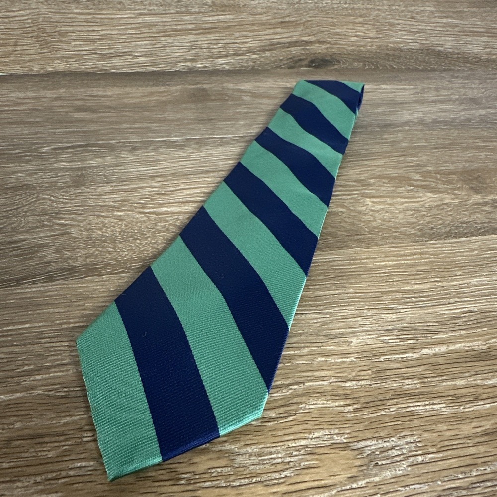 Pintail 100% Silk Tie Navy Green Repp Stripe Made USA Men's Necktie Capsule